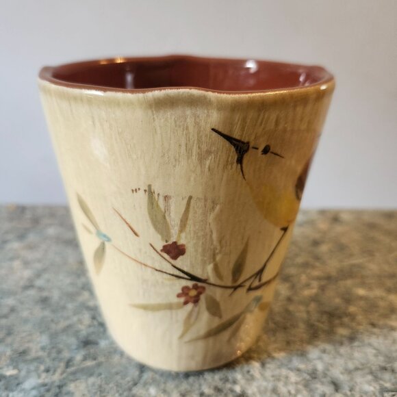 Pier 1 Imports Hand Painted Earthenware Mug Italy Bird and Floral Design 12 oz - Picture 4 of 7